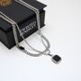 Silver Onyx Necklace Set For Men Chain And Pendant, thumbnail 2 of 11