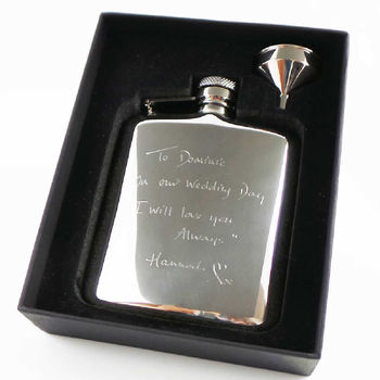 Engraved Personalised Hip Flask Your Drawing, 3 of 4