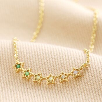 Ombre Crystal Star Bar Necklace In Gold, 6 of 9