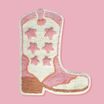 Pink Cowboy Boot Tufted Bath Mat, 3 of 3