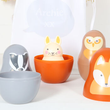 Nesting Animals With Chiming Bunny And Personalised Bag, 2 of 4