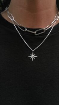 Handmade Sterling Silver North Star Birthstone Christmas Necklace: February Birthstone, 6 of 11