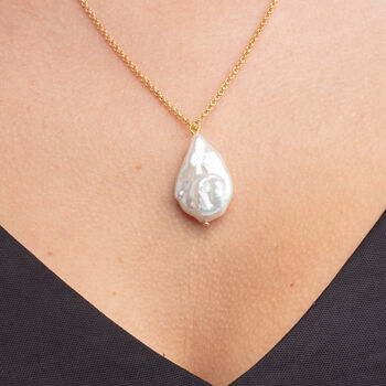 Shinju Gold Real Baroque Freshwater Pearl Pendant, 2 of 5