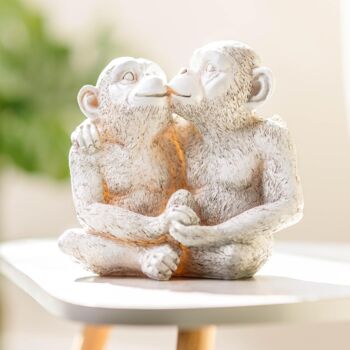 Garden Ornament Kissing Monkey Resin Chimp Stone Effect, 10 of 12