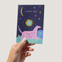 I Wuff You Pink Dog Love In Starry Sky Card, thumbnail 3 of 4