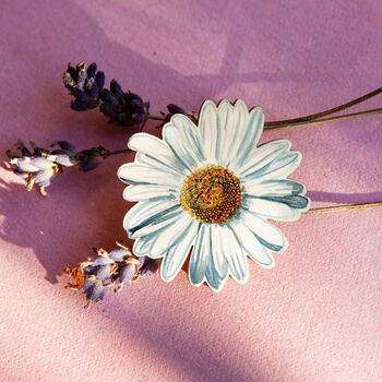 Wildflower Daisy Eco Wooden Pin Brooch, 3 of 7