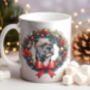 Personalised Staffordshire Bull Terrier Christmas Wreath Dog Mug, thumbnail 1 of 2