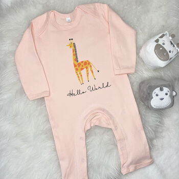 Hello World Giraffe Jungle Babygrow, 6 of 10