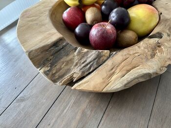 Heavy Large 50cm Teak Root Wooden Heavy Fruit And Nut Bowl 6kg, 5 of 12