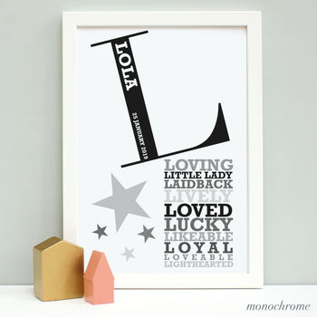 Personalised New Baby Words Framed Print, 3 of 6