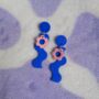 Squiggle Statement Earrings With Daisy Charm, thumbnail 3 of 3