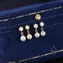 Sterling Silver Aurora Ab Crystal With Dangling Pearl Earrings, thumbnail 6 of 12