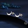 Sterling Silver Crescent Moon Stud Earrings, thumbnail 8 of 9
