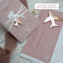 Dusky Pink Wedding Boarding Pass Save The Date With Rose Gold Magnetic Plane, thumbnail 6 of 6