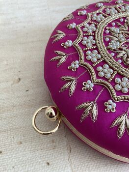 Hot Pink Circular Handcrafted Clutch Bag, 3 of 7