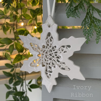 Tangled Snowflake Ceramic Hanging Decoration, 2 of 6