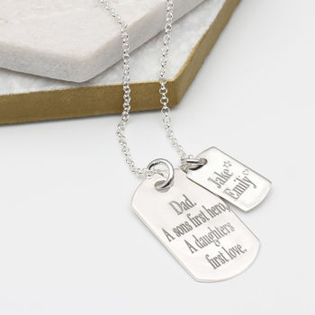 Men's Sterling Silver Double Dog Tag Necklace, 2 of 10