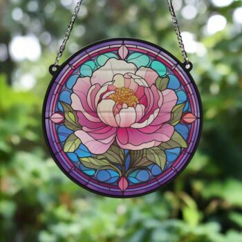 Peony Stained Glass Effect Suncatcher, 3 of 6