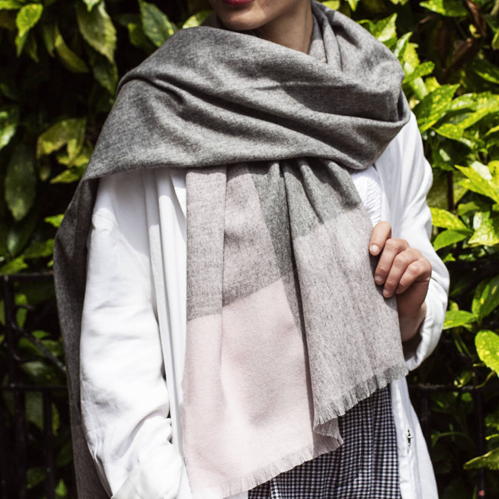 Colour Block Wool And Cashmere Blend Shawl By Studio Hop ...
