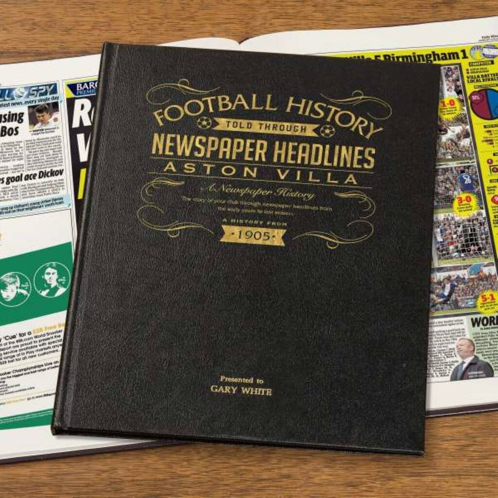 Personalised Aston Villa Newspaper History Book By Jonny's Sister