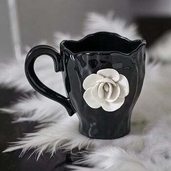 Premium Black And White Flower Mug, 3 of 8