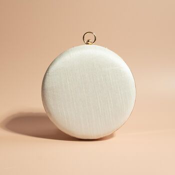 Asha Ivory Silk Round Clutch, 5 of 7