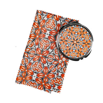 Orange Fox Flower Compact Mirror And Lens Cloth, 5 of 12