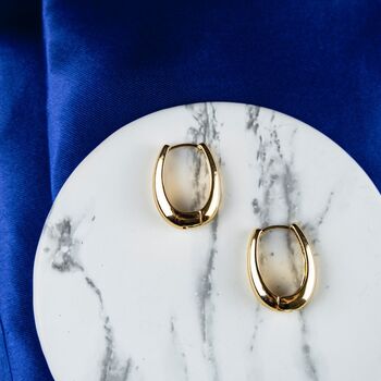 Plain U Shape Geometric Large Oval Hoop Earring, 3 of 8