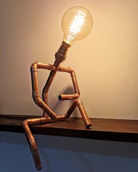 Copper Pipe Sitting Man Lamp, 3 of 5