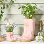 Personalised Pink Welly Boots Planters Set, thumbnail 1 of 7