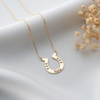 Horseshoe Necklace With Name In Sterling Silver, 3 of 6