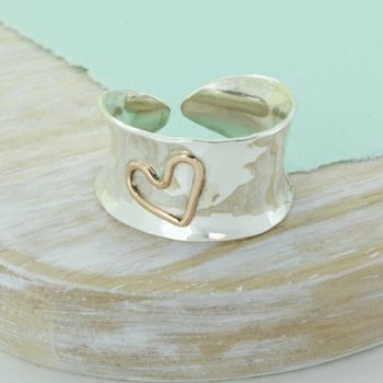 Personalised Gold Heart Curved Ring, 2 of 7