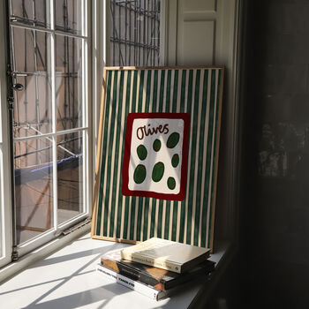 Olives Striped Kitchen Wall Art Print, 4 of 8