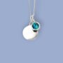 Genuine Blue Topaz Cz Necklace In Sterling Silver, thumbnail 4 of 12
