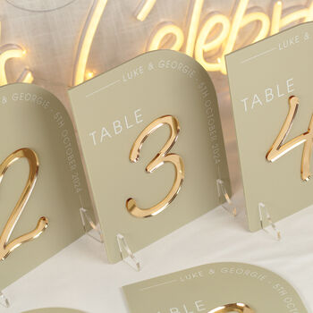 Modern Arch Acrylic Wedding Table Number, 3 of 10