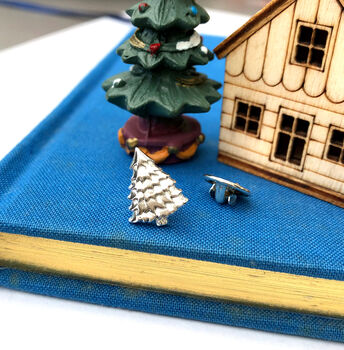 Festive Sterling Silver Christmas Tree Pin Brooch, 6 of 11