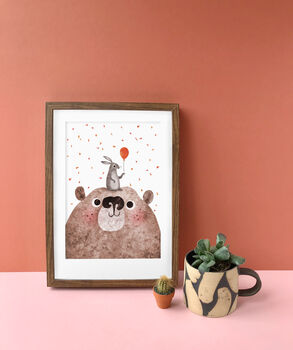 Bear And Bunny A4 Recycled Art Print, 2 of 5