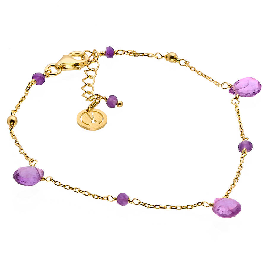 18ct Yellow Vermeil Gold Briolette Amethyst Bracelet By Mishanto London ...