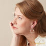 White Rainbow Moonstone Oval Gold Silver Stud Drop Earrings, thumbnail 3 of 9