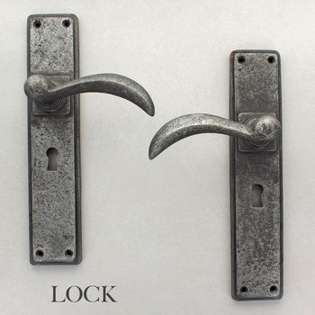 Ellipse Long Pewter Lever Latch Lock Door Handles, 4 of 12