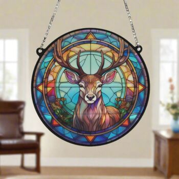 Stag Stained Glass Effect Suncatcher, 2 of 6