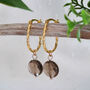 Gold Plated Twisted Oval Hoops With Smoky Quartz Drops, thumbnail 1 of 5