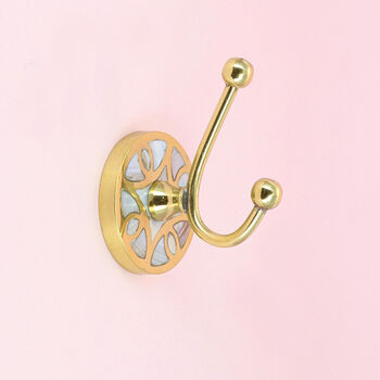 G Decor Mother Of Pearl Gold Brass Double End Coat Hook, 2 of 2