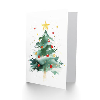 Red Yellow Bauble Tree Bright Xmas Christmas Card, 2 of 4