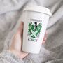 White Thermal Ceramic Travel Mug With Coat Of Arms, thumbnail 1 of 9