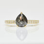 18ct Yellow Gold Pear Shape Black Diamond Engagement Ring, thumbnail 1 of 2