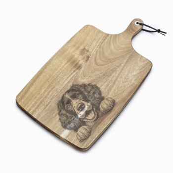 Personalised Springer Spaniel Engraved Acacia Serving Board, 3 of 9