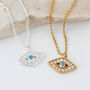 Sterling Silver Or Gold And Crystal Evil Eye Necklace, thumbnail 2 of 5