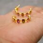 Pink Green Tourmaline Silver Hoop Earrings, thumbnail 8 of 12