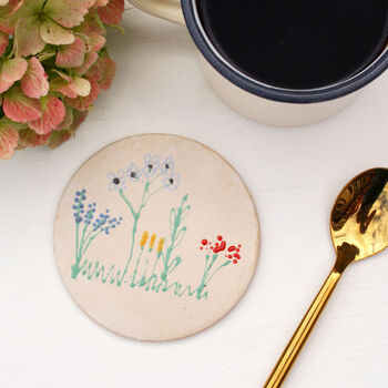 Hand Drawn Floral Ceramic Coaster, 2 of 5